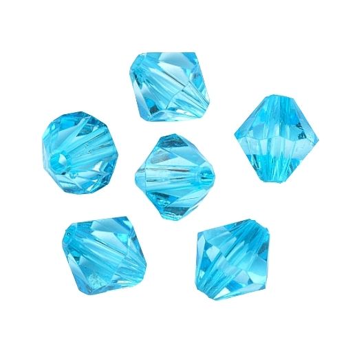 Acrylic Beads, Transparent, Bicone, Faceted, Sky Blue, 6mm - BEADED CREATIONS