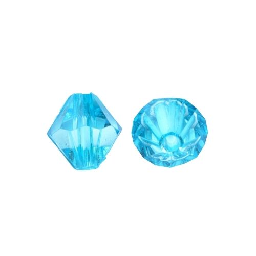 Acrylic Beads, Transparent, Bicone, Faceted, Sky Blue, 6mm - BEADED CREATIONS