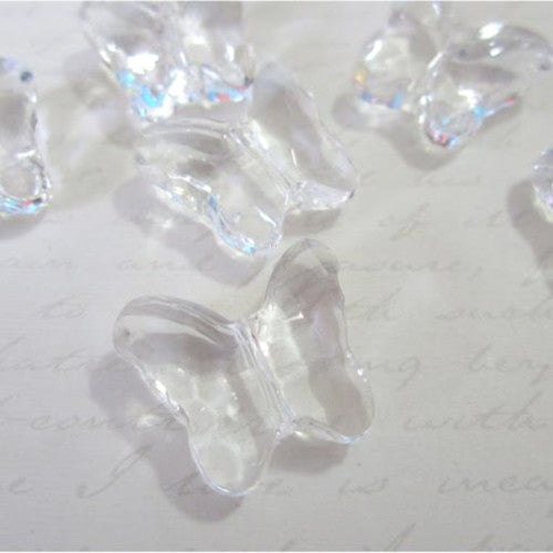 Acrylic Beads, Transparent, Butterfly, Clear, 12mm - BEADED CREATIONS