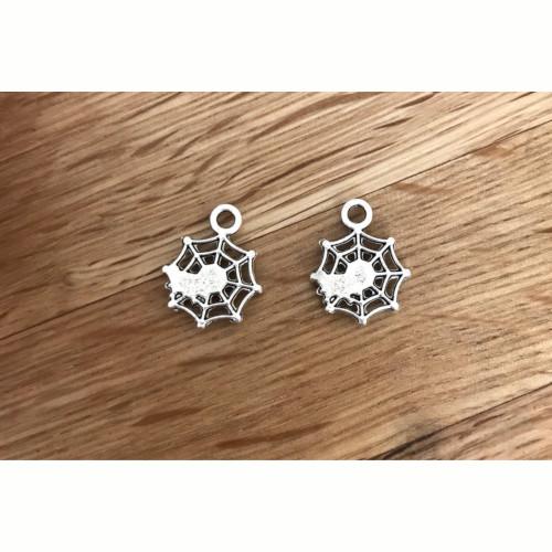 Charms, Spider, Cobweb, Halloween, Antique Silver, Alloy, 17mm - BEADED CREATIONS