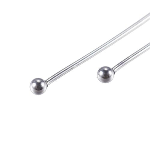 Ball Head Pins, 304 Stainless Steel, With 2mm Ball, Silver Tone, 21 Gauge, 50mm - BEADED CREATIONS