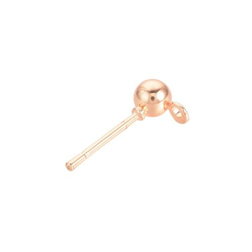 Ball Post Stud Earring Findings, Iron, With Closed Loop, Rose Gold, 15x4mm - BEADED CREATIONS