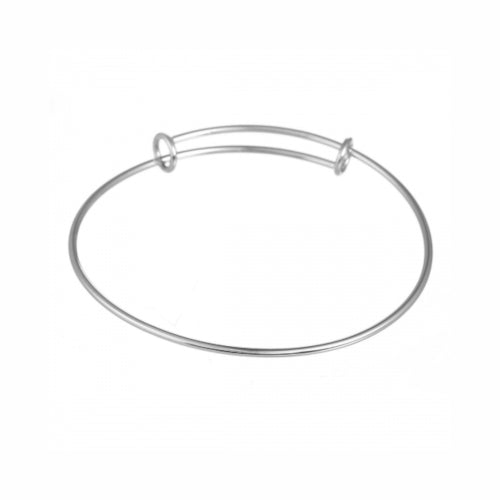 Bangles, 304 Stainless Steel, Adjustable Charm Bangles, Double Bar, Silver Tone, 22-25cm - BEADED CREATIONS