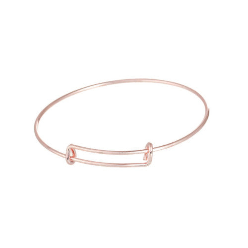 Bangles, Brass, Adjustable Charm Bangles, Double Bar, Rose Gold, 21-27cm - BEADED CREATIONS