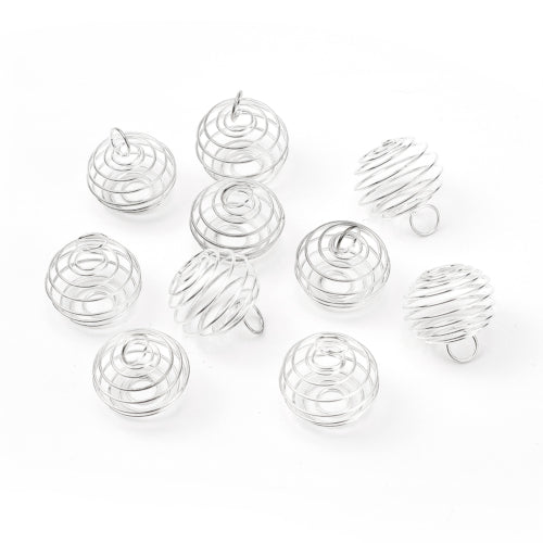 Bead Cage Set, 3 Sizes, Spiral, Silver Plated, Iron, 15-28mm - BEADED CREATIONS