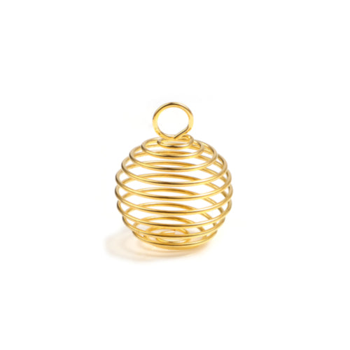 Bead Cage, Lantern, Spiral, Tapered, Oval, Gold Plated, Alloy, 25mm - BEADED CREATIONS