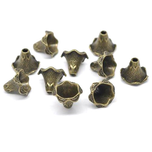 Bead Caps, Flower, Petunia, Antique Bronze, Alloy, 22mm, Fits 20mm Beads - BEADED CREATIONS
