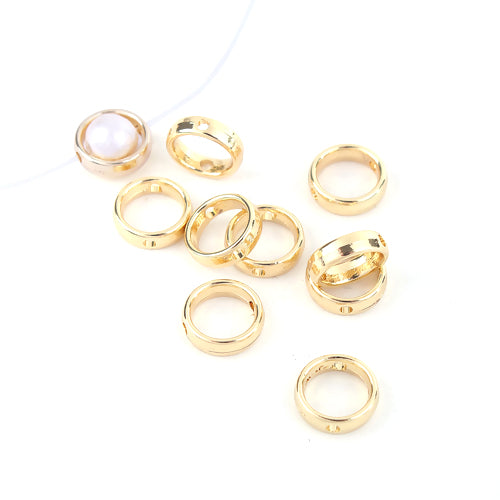 Bead Frames, Round, Gold Plated, Alloy, 12mm, Fits 8mm Bead - BEADED CREATIONS