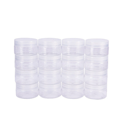 Bead Storage Containers, Organizer Jars, Wide-Mouth, Plastic, Clear, 6.7x4.2cm - BEADED CREATIONS