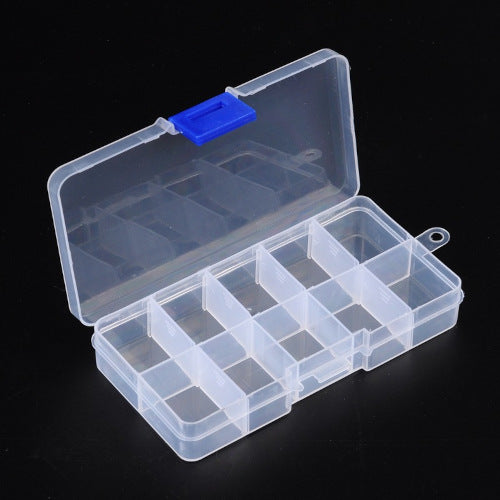 Bead Storage Containers, Plastic Storage Organizer, 10 Compartments, With Adjustable Dividers, 13cm - BEADED CREATIONS