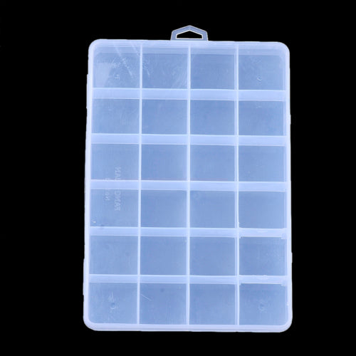 Bead Storage Containers, Plastic Storage Organizer, 24 Compartments, With Adjustable Dividers, Rectangle, Clear, 19cm - BEADED CREATIONS