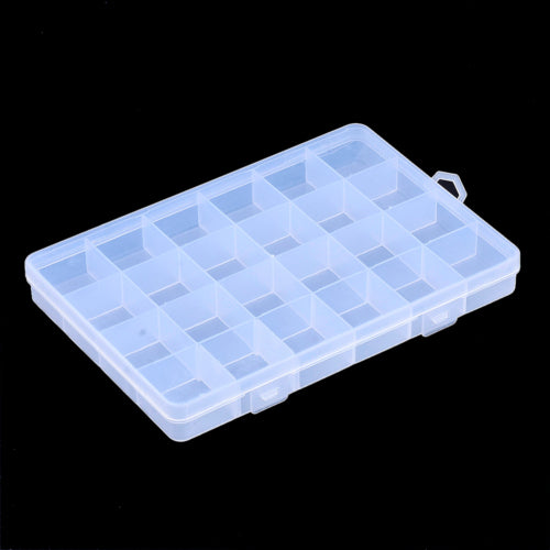 Bead Storage Containers, Plastic Storage Organizer, 24 Compartments, With Adjustable Dividers, Rectangle, Clear, 19cm - BEADED CREATIONS