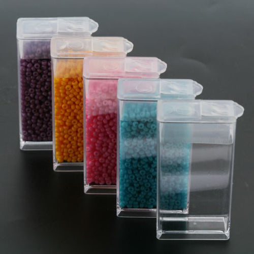 Bead Storage Containers, Storage Box, With Plastic Flip Top, Rectangle, Clear, 5x2.7x1.2cm - BEADED CREATIONS