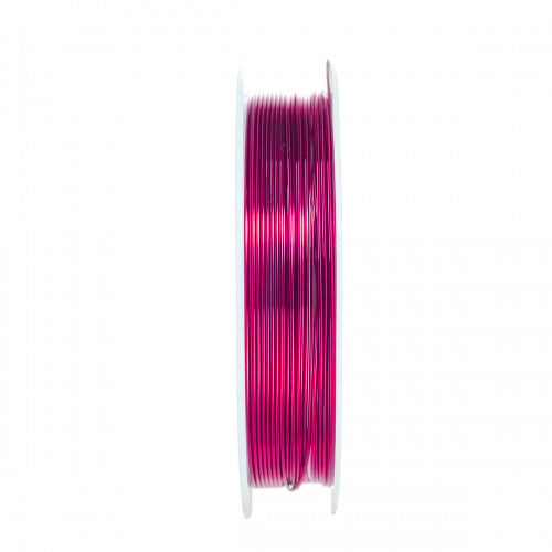 Beading Wire, Copper Wire, Color Coated, Fuchsia, Round, 0.6mm, 22 Gauge - BEADED CREATIONS