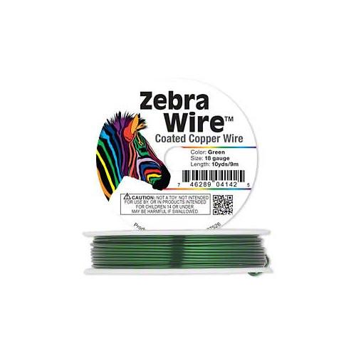 Beading Wire, Round, Copper, Zebra Wire™, Color Coated, Green, 18 Gauge - BEADED CREATIONS