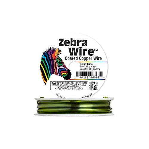 Beading Wire, Round, Copper, Zebra Wire™, Color Coated, Lime Green, 18 Gauge - BEADED CREATIONS