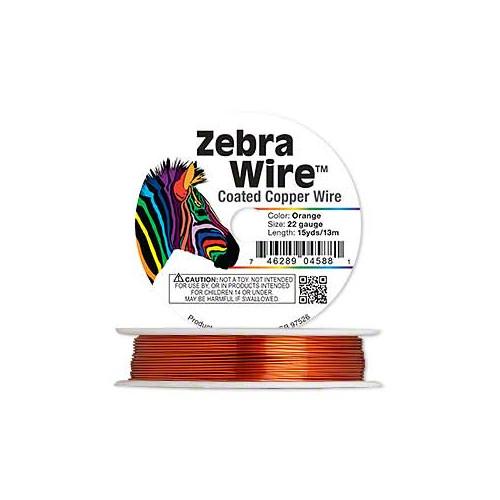 Beading Wire, Round, Copper, Zebra Wire™, Color Coated, Orange, 18 Gauge - BEADED CREATIONS