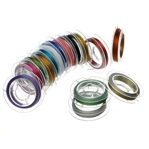 Beading Wire, Tiger Tail, Assorted Colors, 0.38mm, Round, Steel - BEADED CREATIONS