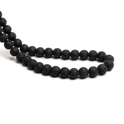 Beads, Gemstone, Lava Rock, Natural, Round, Black, 10mm - BEADED CREATIONS