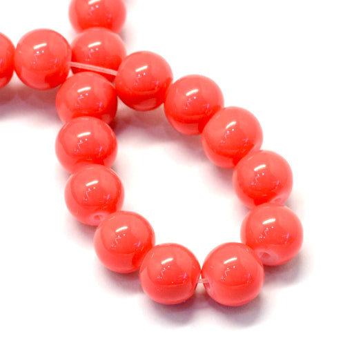 Beads, Glass, Opaque, Salmon, Round, 8.5-9mm - BEADED CREATIONS
