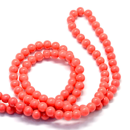 Beads, Glass, Opaque, Salmon, Round, 8.5-9mm - BEADED CREATIONS