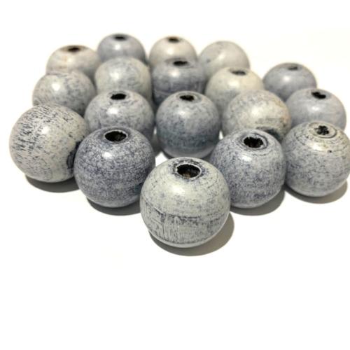 Beads, Wood, Natural, Round, Color Washed, Denim Blue, 18mm - BEADED CREATIONS