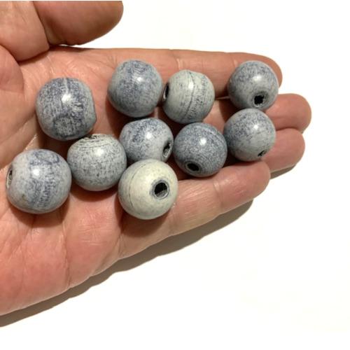Beads, Wood, Natural, Round, Color Washed, Denim Blue, 18mm - BEADED CREATIONS