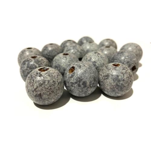 Beads, Wood, Natural, Round, Color Washed, Grey, 24mm - BEADED CREATIONS