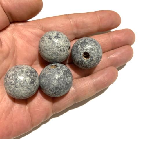 Beads, Wood, Natural, Round, Color Washed, Grey, 24mm - BEADED CREATIONS