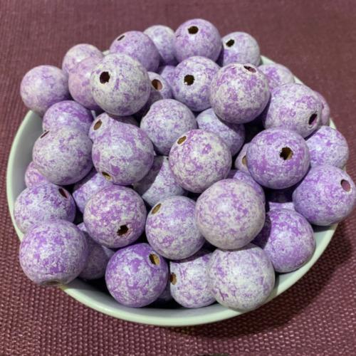 Beads, Wood, Natural, Round, Color Washed, Lilac, 24mm - BEADED CREATIONS