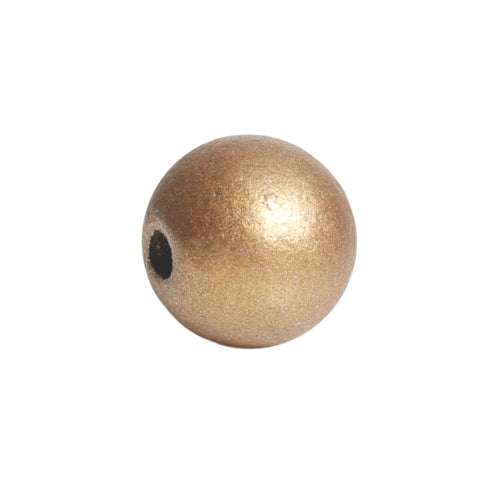 Beads, Wood, Natural, Round, Metallic, Gold, Painted, 15mm - BEADED CREATIONS