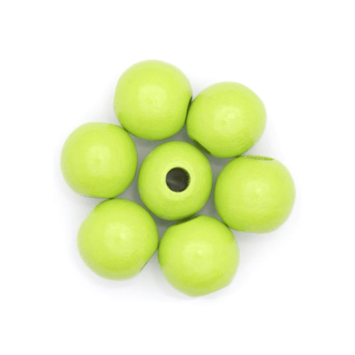 Beads, Wood, Natural, Round, Painted, Bright Green, 10mm - BEADED CREATIONS