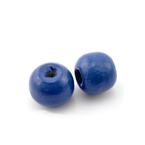 Beads, Wood, Natural, Round, Painted, Dark Blue, 10mm - BEADED CREATIONS
