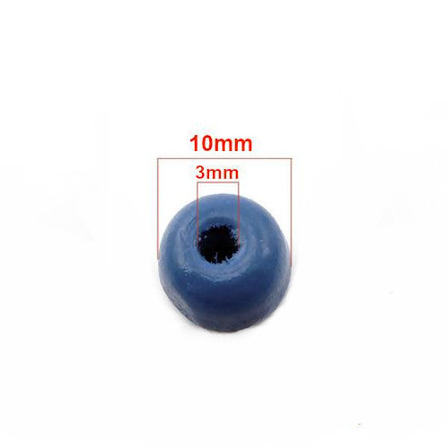 Beads, Wood, Natural, Round, Painted, Dark Blue, 10mm - BEADED CREATIONS