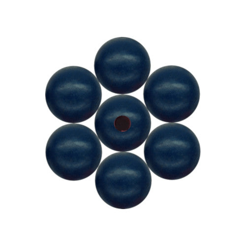 Beads, Wood, Natural, Round, Painted, Dark Blue, 12mm - BEADED CREATIONS