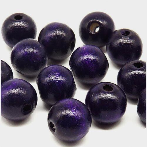 Beads, Wood, Natural, Round, Painted, Dark Purple, 18mm - BEADED CREATIONS