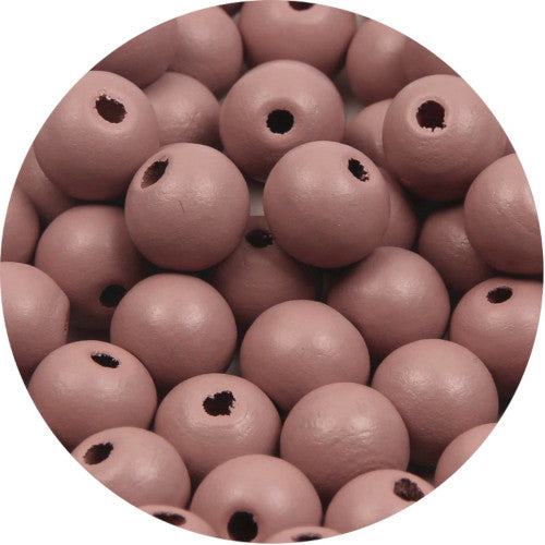 Beads, Wood, Natural, Round, Painted, Dusty Pink, 12mm - BEADED CREATIONS