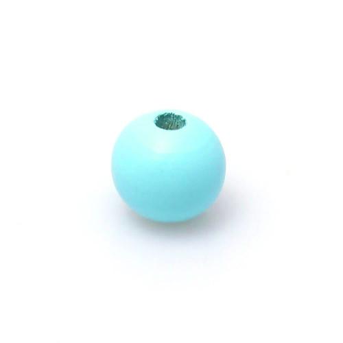 Beads, Wood, Natural, Round, Painted, Light Blue, 14mm - BEADED CREATIONS
