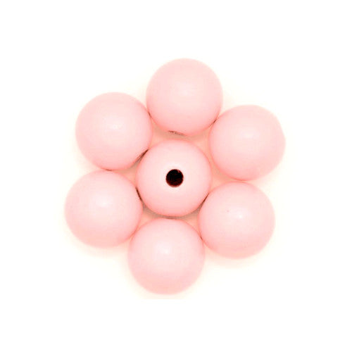 Beads, Wood, Natural, Round, Painted, Light Pink, 12mm - BEADED CREATIONS