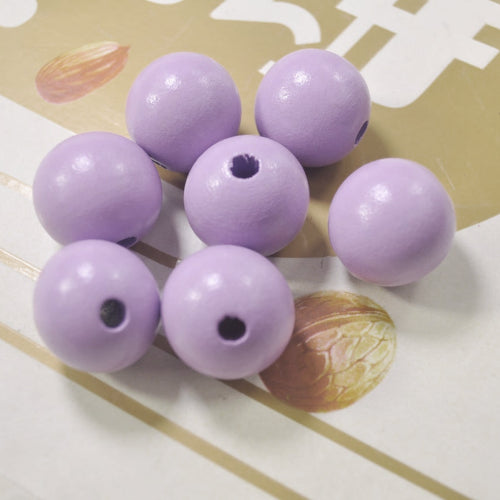 Beads, Wood, Natural, Round, Painted, Lilac, 12mm - BEADED CREATIONS
