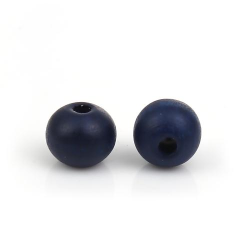 Beads, Wood, Natural, Round, Painted, Navy Blue, 10mm - BEADED CREATIONS