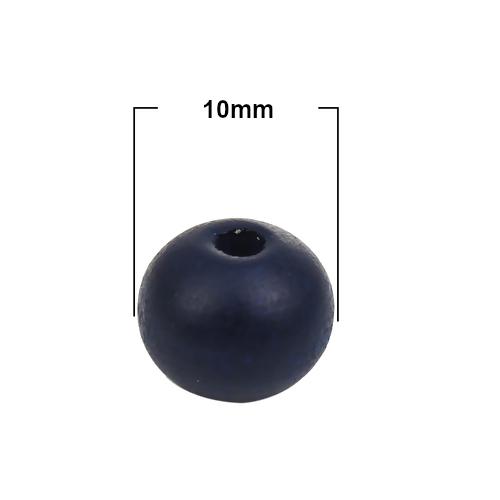 Beads, Wood, Natural, Round, Painted, Navy Blue, 10mm - BEADED CREATIONS