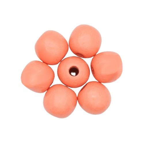 Beads, Wood, Natural, Round, Painted, Peach, 14mm - BEADED CREATIONS