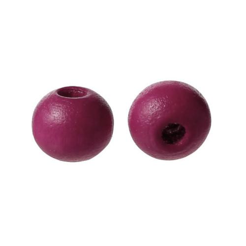 Beads, Wood, Natural, Round, Painted, Plum, 14mm - BEADED CREATIONS