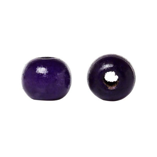 Beads, Wood, Natural, Round, Painted, Purple, 10mm - BEADED CREATIONS
