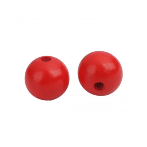 Beads, Wood, Natural, Round, Painted, Red, 14mm - BEADED CREATIONS
