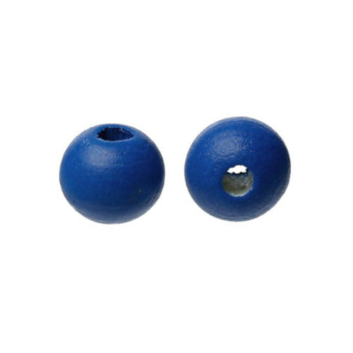 Beads, Wood, Natural, Round, Painted, Royal Blue, 10mm - BEADED CREATIONS