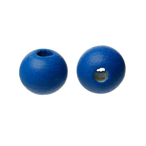 Beads, Wood, Natural, Round, Painted, Royal Blue, 14mm - BEADED CREATIONS