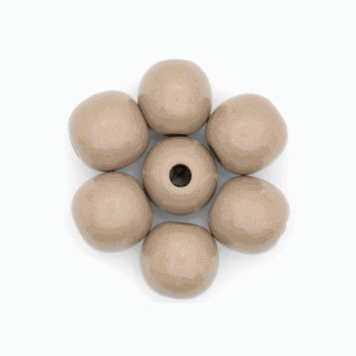 Beads, Wood, Natural, Round, Painted, Stone Brown, 15mm - BEADED CREATIONS