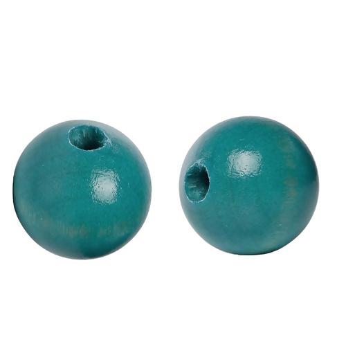 Beads, Wood, Natural, Round, Painted, Teal, 30mm - BEADED CREATIONS